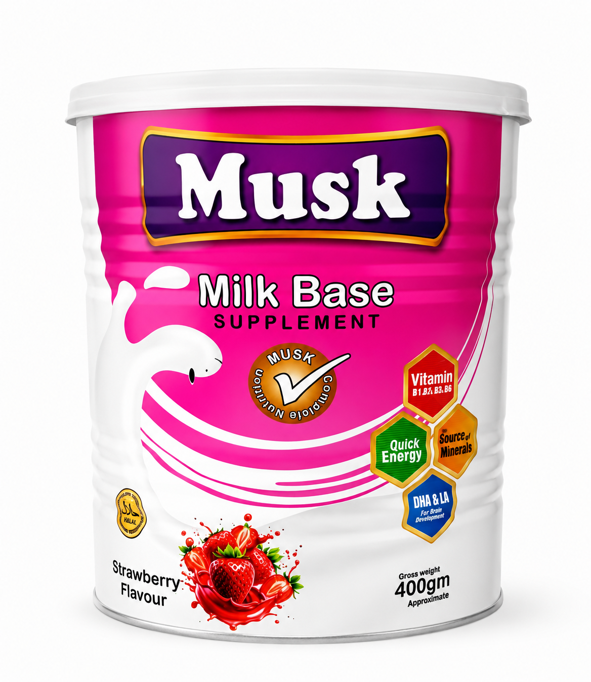 Musk Milk Base Supplement – Strawberry Flavour 400g