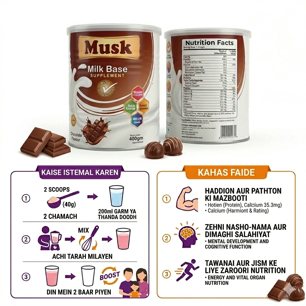 Musk Milk Base Supplement Chocolate Flavour 400g