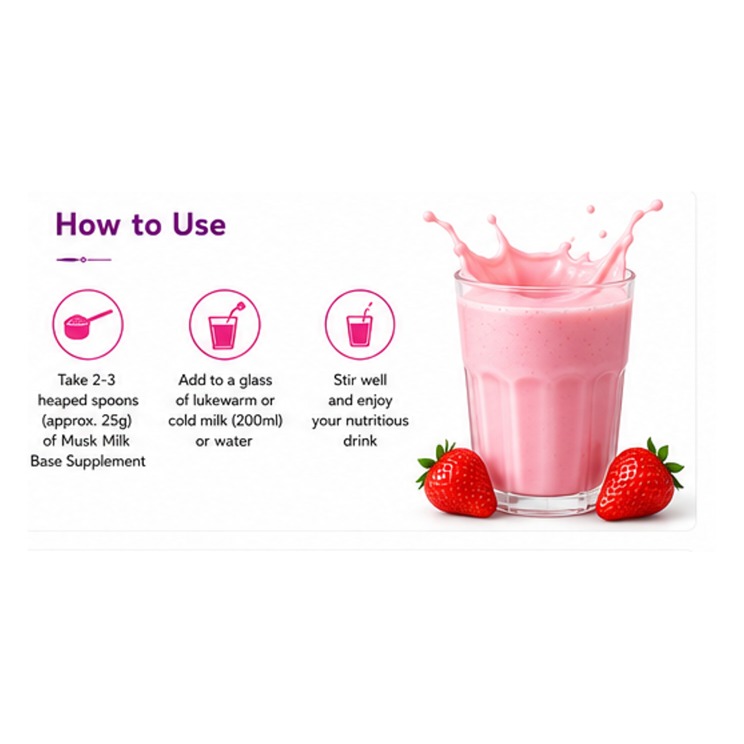 Musk Milk Base Supplement – Strawberry Flavour 400g